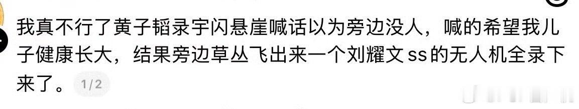 有人称黄子韬录节目以为旁边没人就喊“希望我儿子健康长大”，结果被刘耀文ss用无人机录下来了。找到视频，但是被消音了[允悲][允悲] 
#黄子韬徐艺洋宣布当爸妈# ​