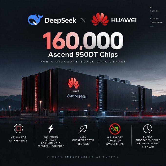 DeepSeek要在乌兰察布16万华为卡建数据中心，这事在国外很火，让很多殖子非常紧张，说明了什么？ ​