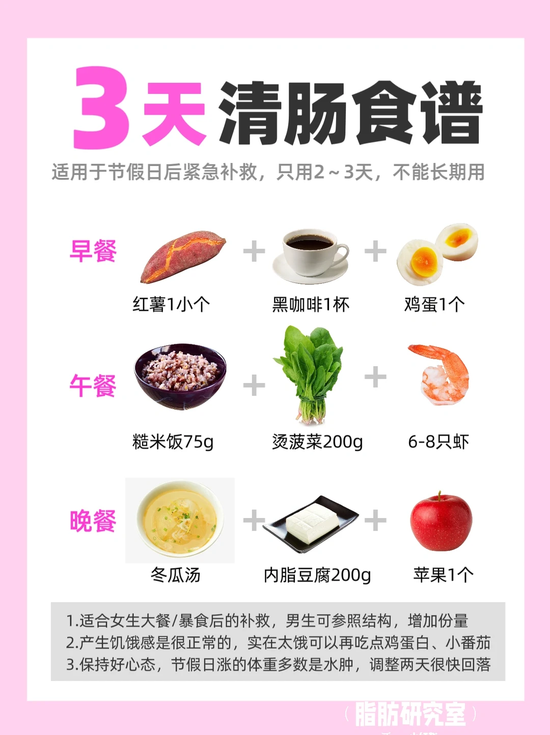 节后3天清肠减脂食谱‼️快速掉秤 3-5斤⬇️