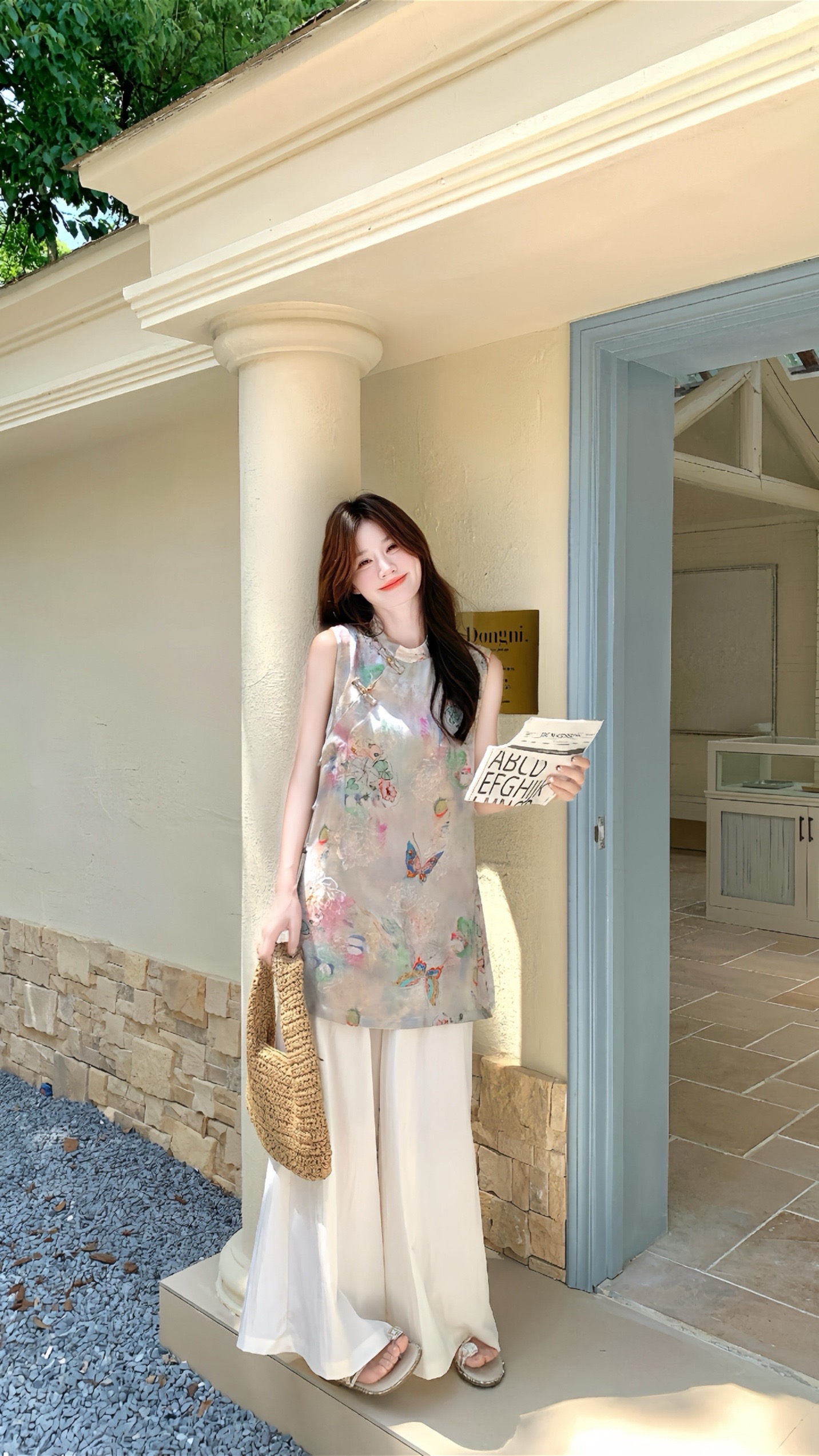 国风温婉小姐姐～一眼爱住的新中式穿搭~无袖上衣➕阔腿裤 温柔印花盘扣旗...