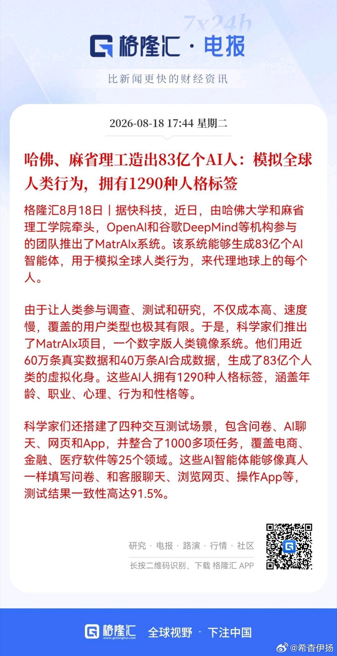 哈佛、麻省理工造出83亿个AI人：模拟全球人类行为，拥有1290种人格标签 ​