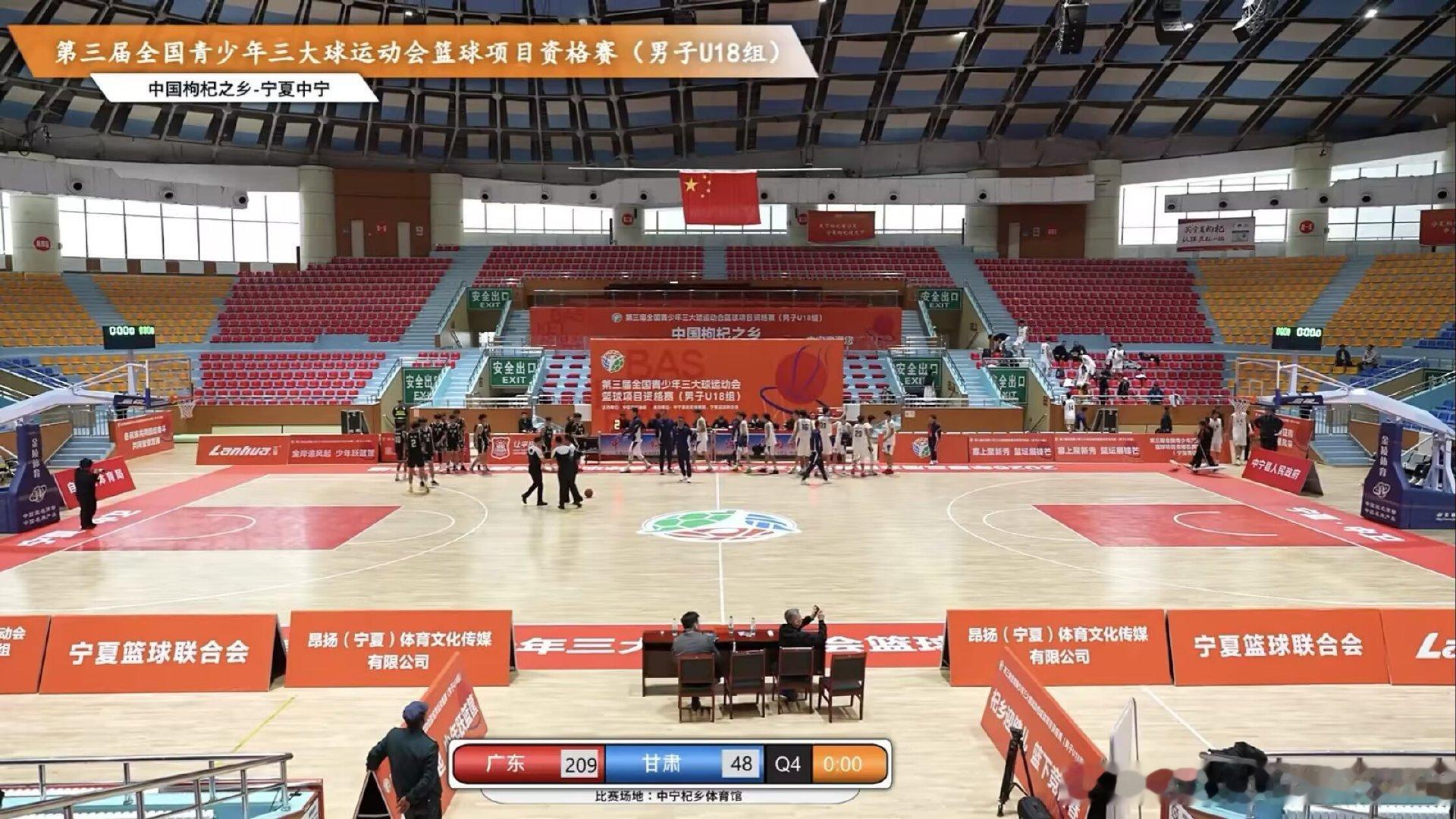 广东砍209分狂胜甘肃161分，三大球资格赛创惊人纪录。在刚刚结束的第三届青少年三大球运动会资格赛中，广东以209比48狂胜甘肃队，创造了国内青少年比赛最大分差和最高得分的纪录。#CBA[超话]##广东宏远[超话]# ​