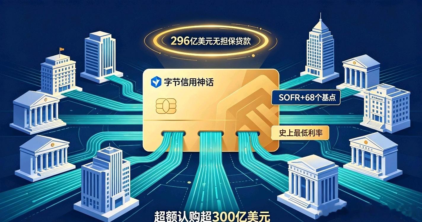 多家媒体曝出字节跳动敲定了一笔296亿美元的银团贷款。

这笔贷款最让人意外的地方是：什么抵押物都不要。近30家银行，来自中国、美国、欧洲、新加坡，抢着认购，认购额超过了300亿美元，超额认购了。

亚洲贷款市场经历了16年来最疲软的上半年表现，字节这笔交易在承诺截止日期前吸引了超过300亿美元 ​