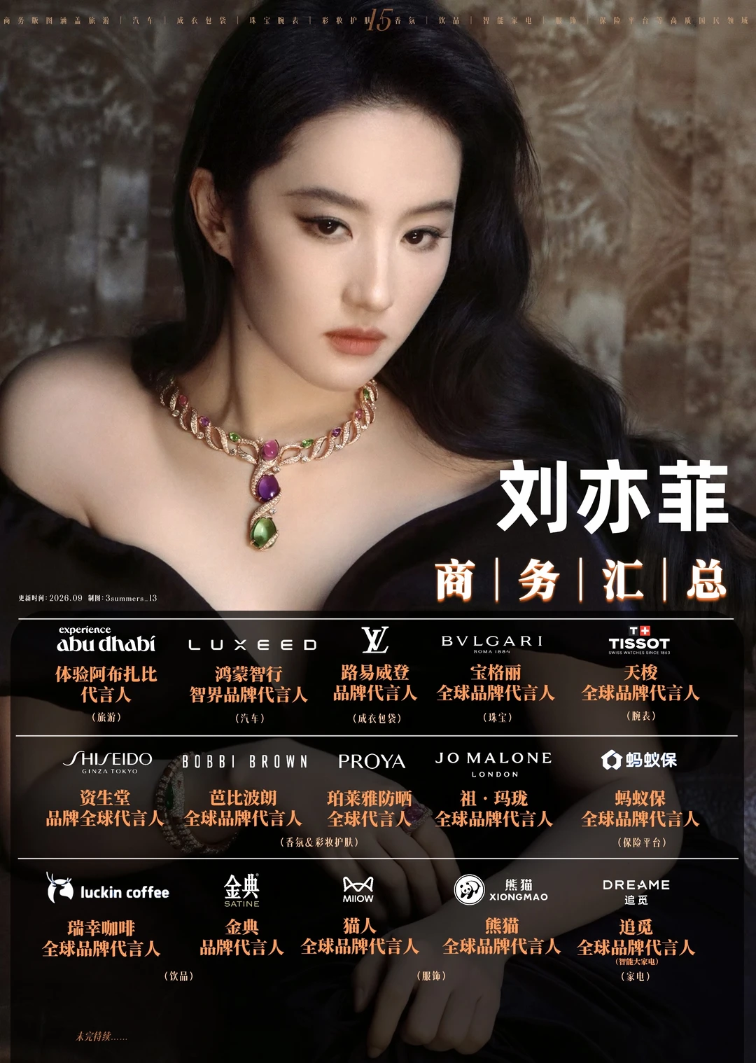 刘亦菲商务代言汇总更新