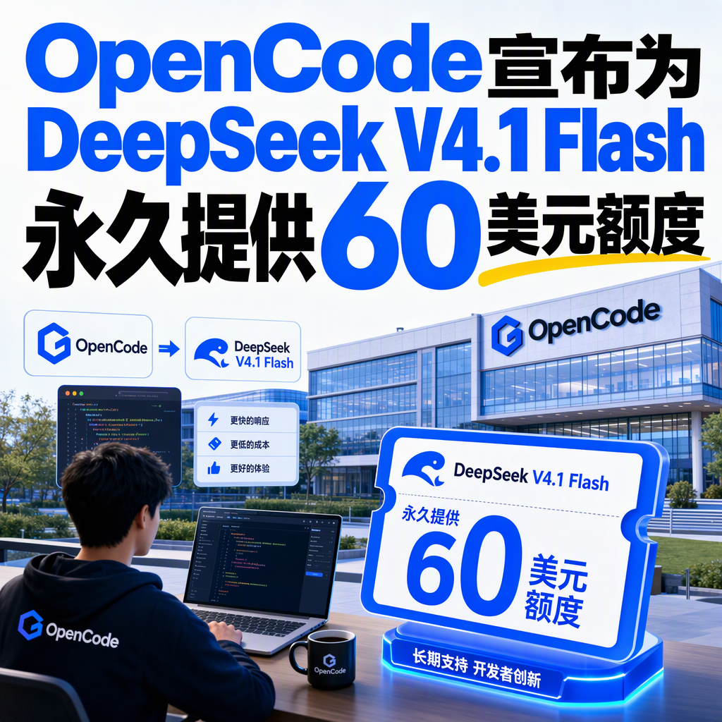 OpenCode昨日宣布启动“Operation Cheepseek”第二阶段。
DeepSeek V4.1 Flash原本限时提供的60美元额度，现在正式变成永久有效。
这个数字换算下来约合403.5元人民币。
值得留意的是，此前OpenCode已经把这一额度从15美元临时上调至4倍，原计划9月2