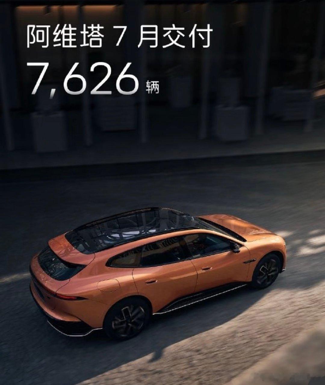 阿维塔7月交付7626台，八月阿维塔07L上市，月销过万应该问题不大吧#长安汽车 ##阿维塔# ​