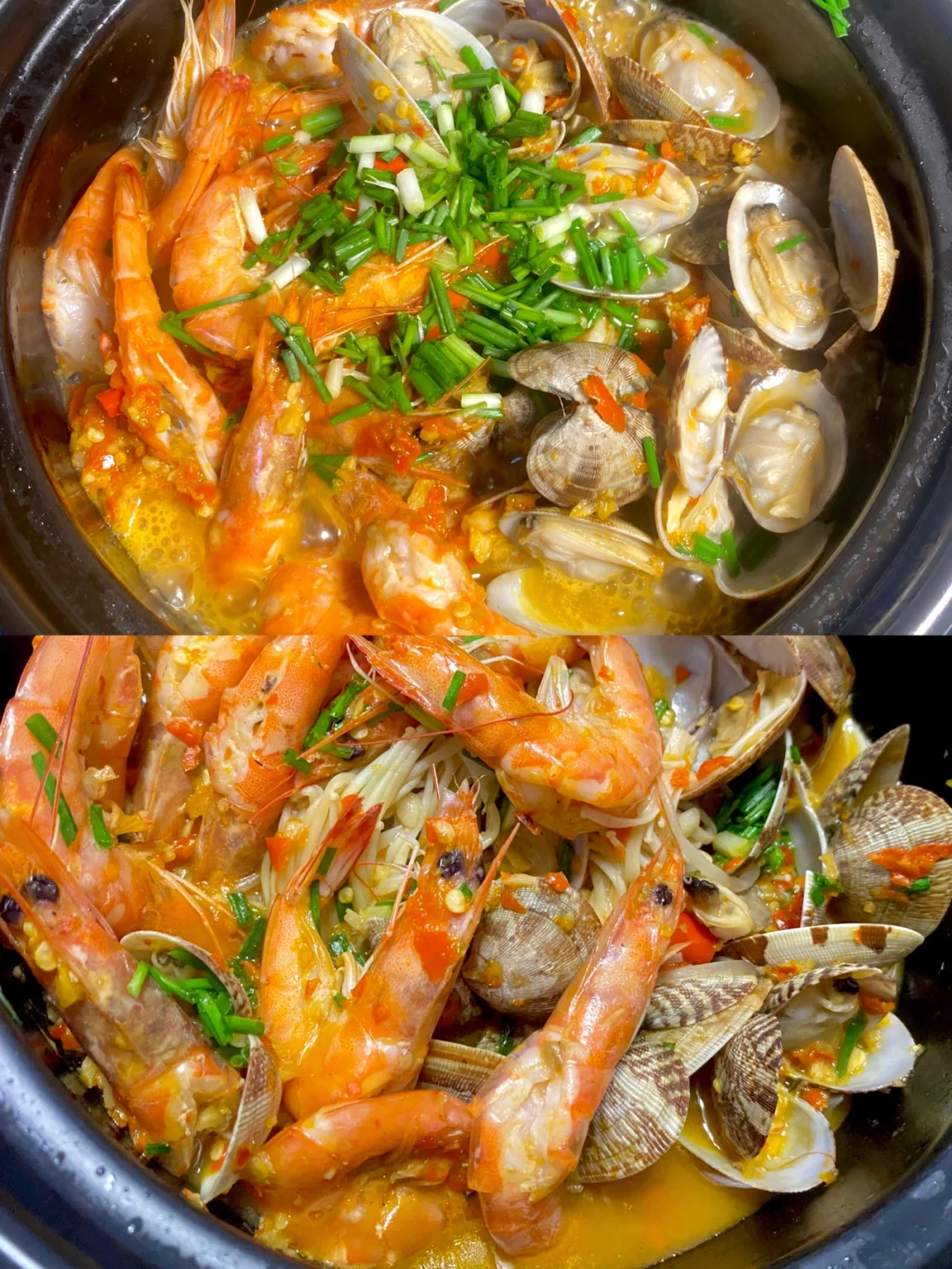 蒜蓉鲜虾花甲煲 队友说再也不用去外面吃了！