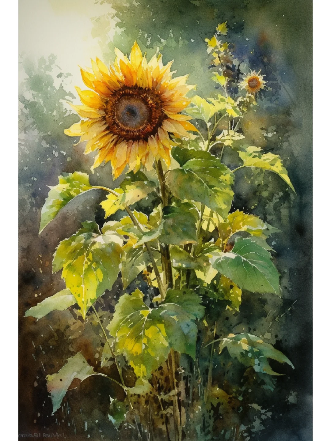 水彩 向日葵