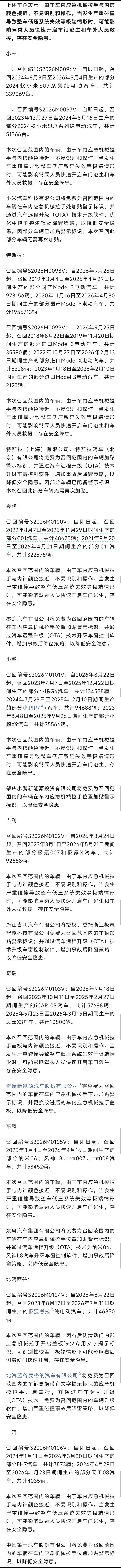 #多家车企启动召回#
这个名单太长了... ​