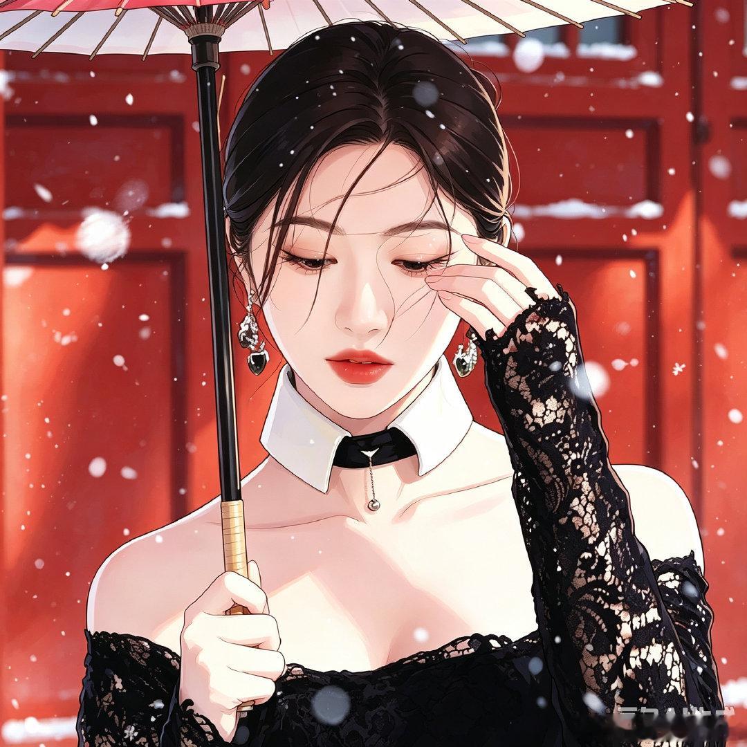 #景甜[超话]# 这组雪中红门大片太有氛围感了❄️
黑裙蕾丝优雅又清冷，飞雪落于朱门之下，眉眼间尽是含蓄缱绻，故事感直接拉满，每一帧都美得让人挪不开眼。
 
#景甜##景甜瑞丽封面# ​