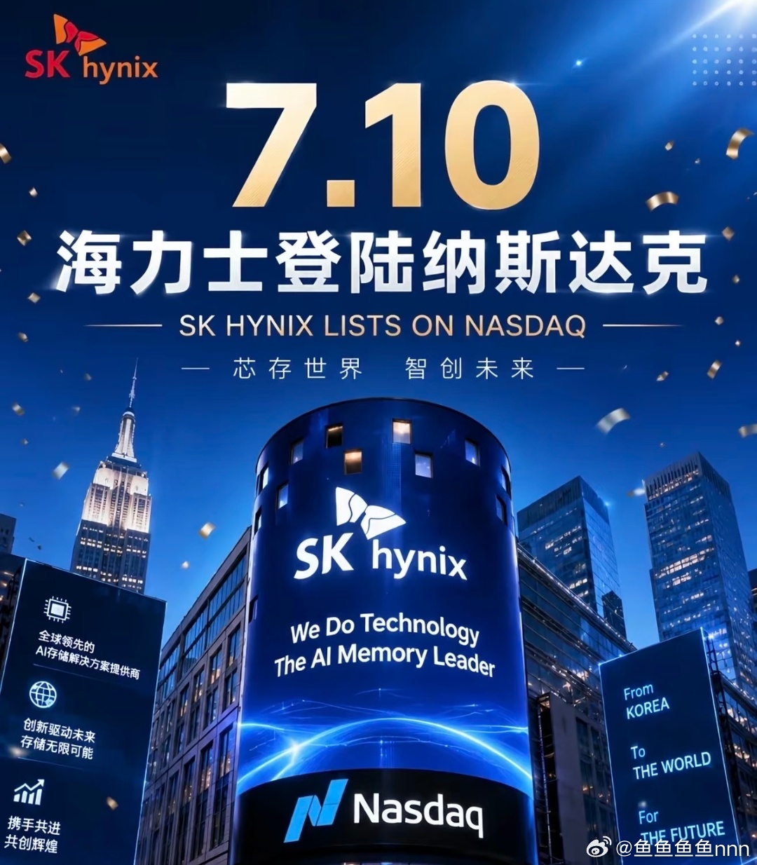 一、SK海力士纳斯达克上市，募资265亿美元获英伟达全力支持7月16日...