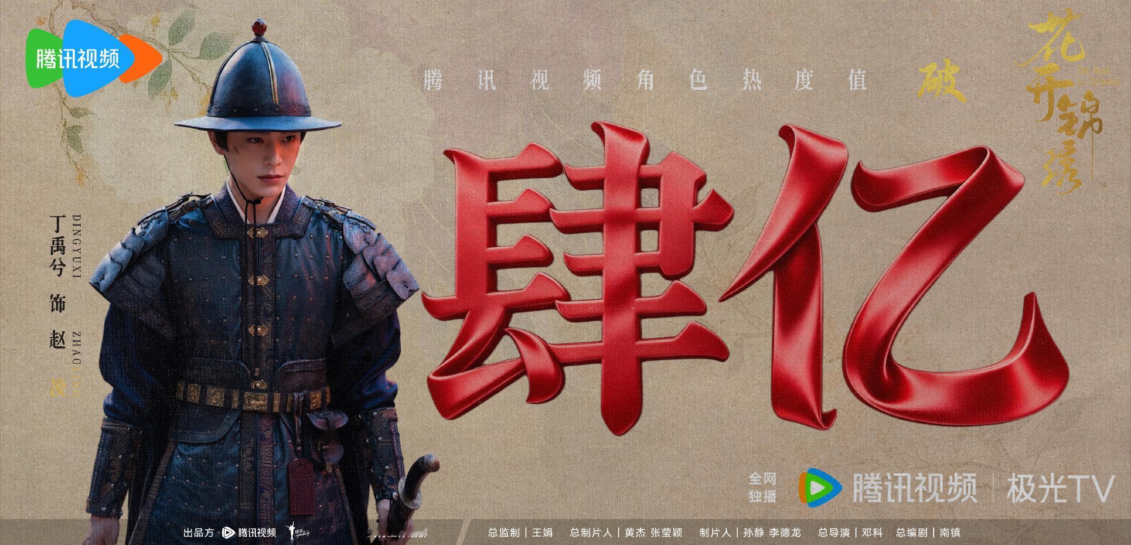 #丁禹兮[超话]##丁禹兮赵凌角色热度值破4亿#

角色的挣扎与坚守被无数观众读懂。感恩每一份真挚偏爱，故事未完，继续见证赵凌的前路征程。
#丁禹兮赵凌##丁禹兮花开锦绣# ​