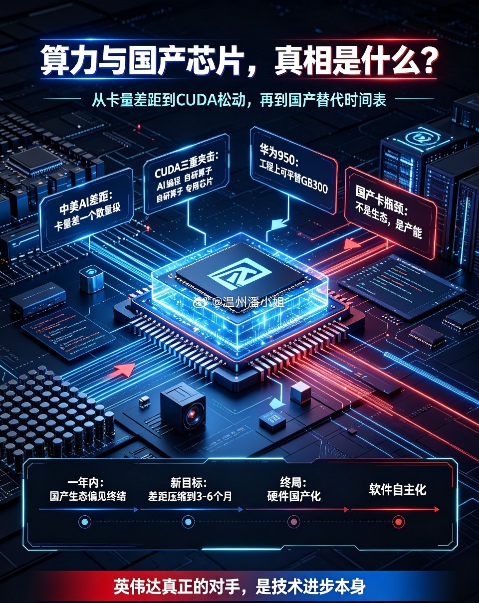 梁文峰内部交流关于算力和国产芯片部分  1. 中美 AI 的差距只有一...