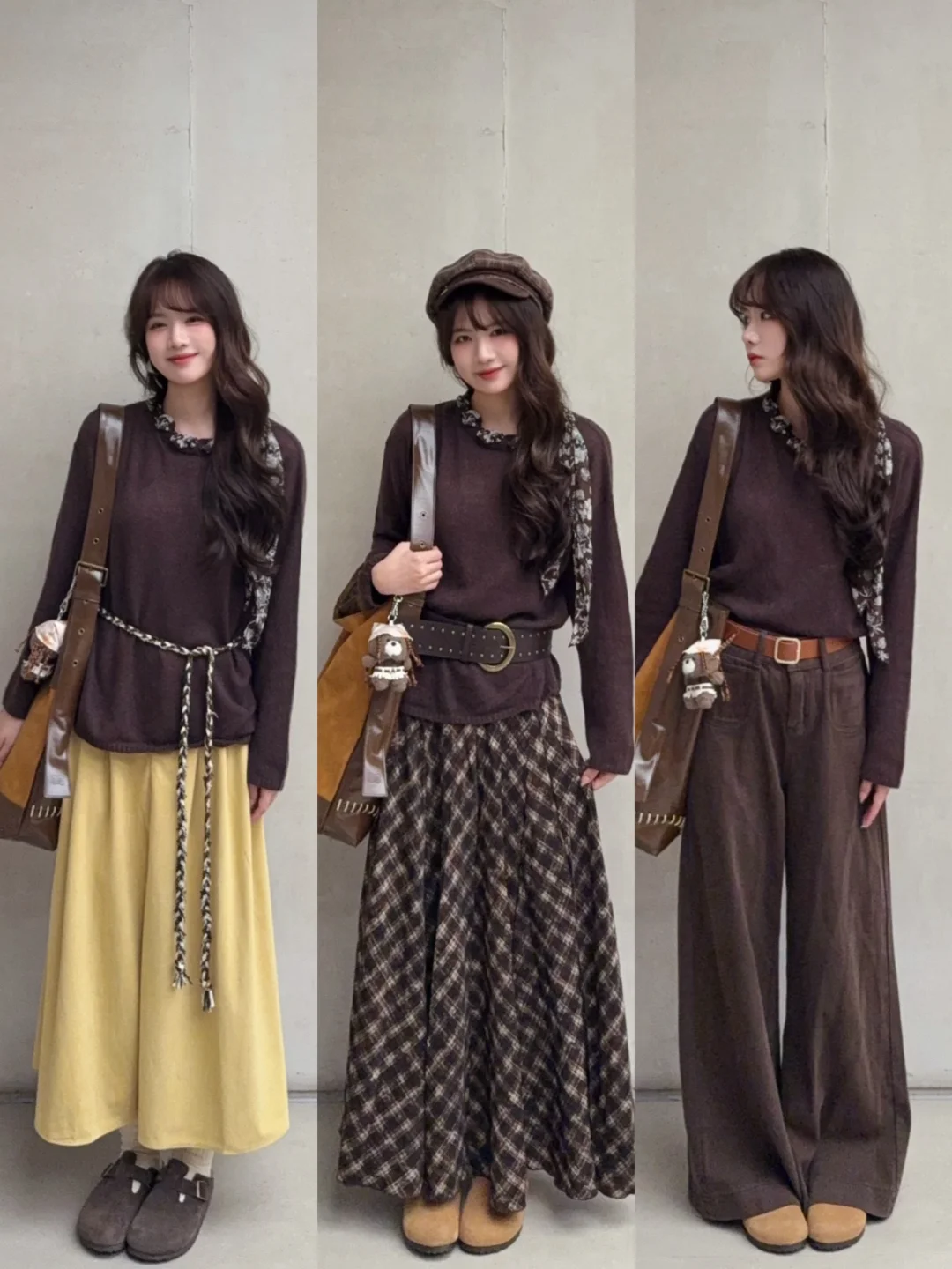 棕色驼色大衣里穿什么🧺脱了外套也好看~