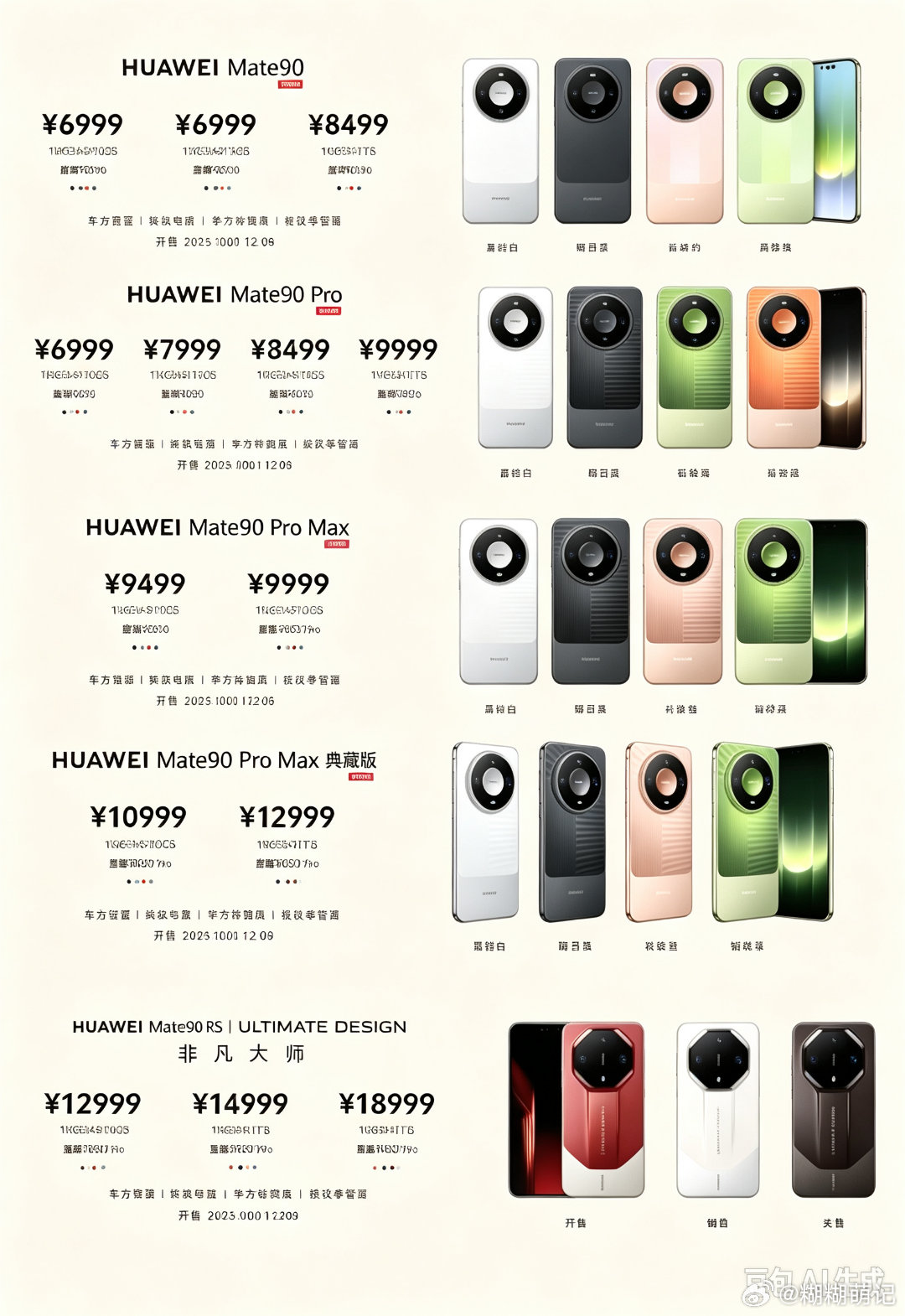 #华为Mate90价格#
华为Mate 90系列于10月1日正式发布，全系售价5999元起，标准版叠加国补后仅需5499元
华为mate90系列 价格来了 ​