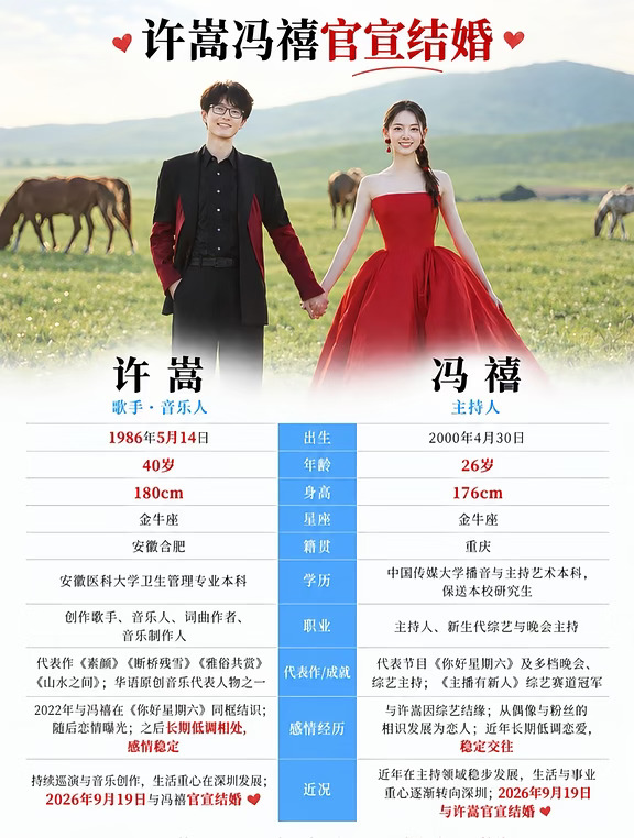 许嵩冯禧官宣结婚
