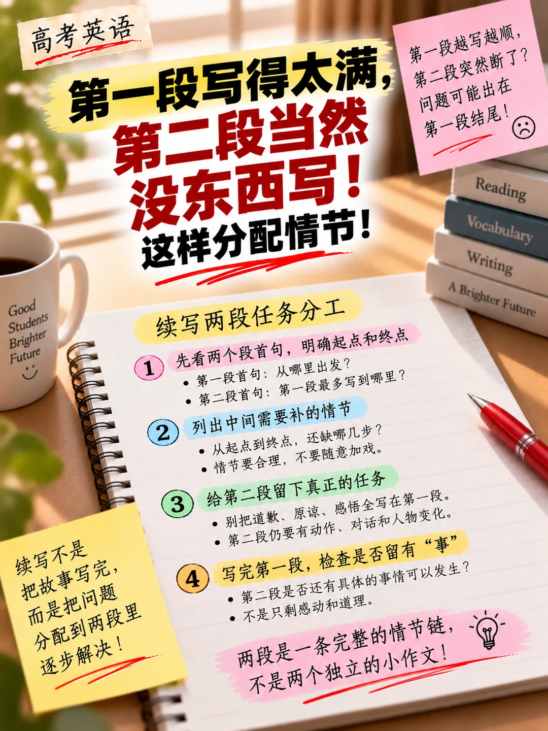 为什么第一段写得很好，第二段突然没东西写