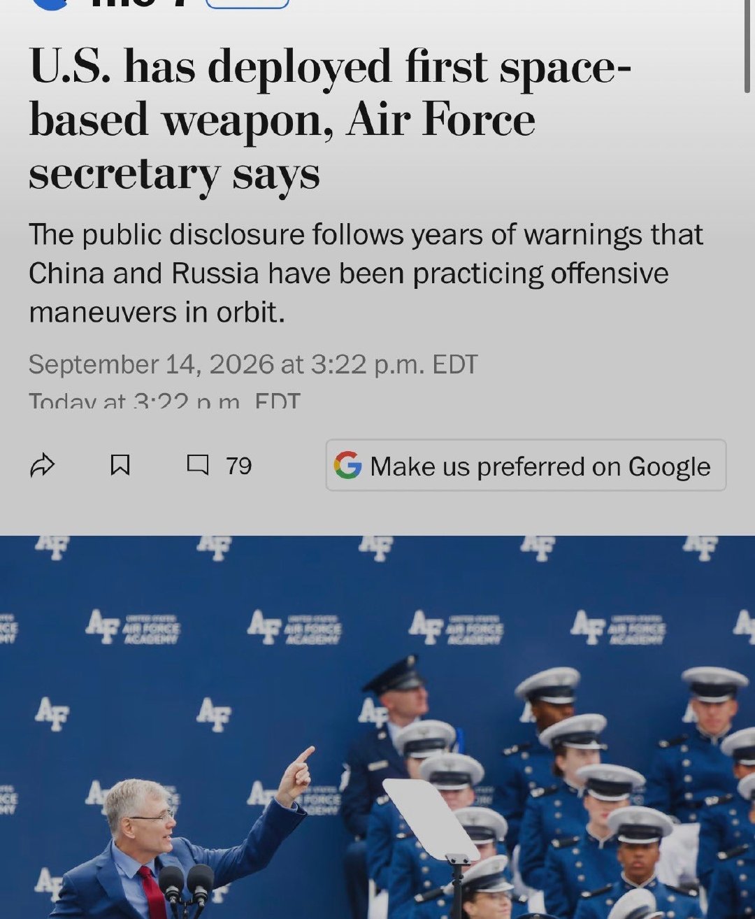 🔻这种玩意可能就是类似“智能卵石”的在轨长期KKV攻击星，只不过主要任务不是反导而是打击敌方卫星。
🔻所以说我们卫星和火箭都得加油，玩卫星碰碰车，那数量和性能也很关键的。

#美国首次承认具备太空进攻能力# ​