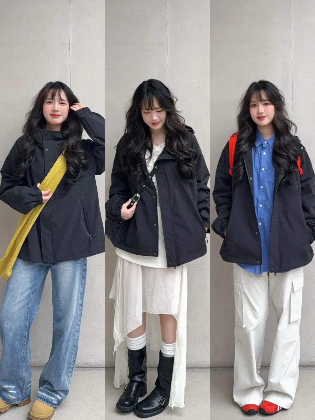黑色夹克一衣多穿🧺