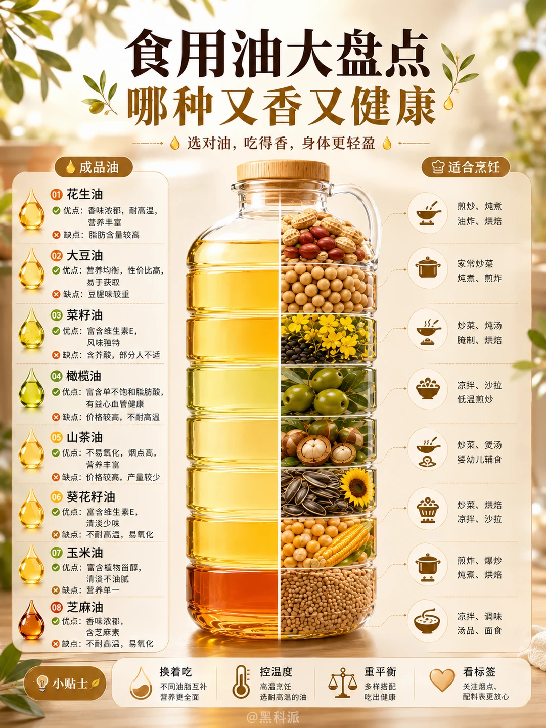 8种食用油盘点，看懂哪种又香又健康！