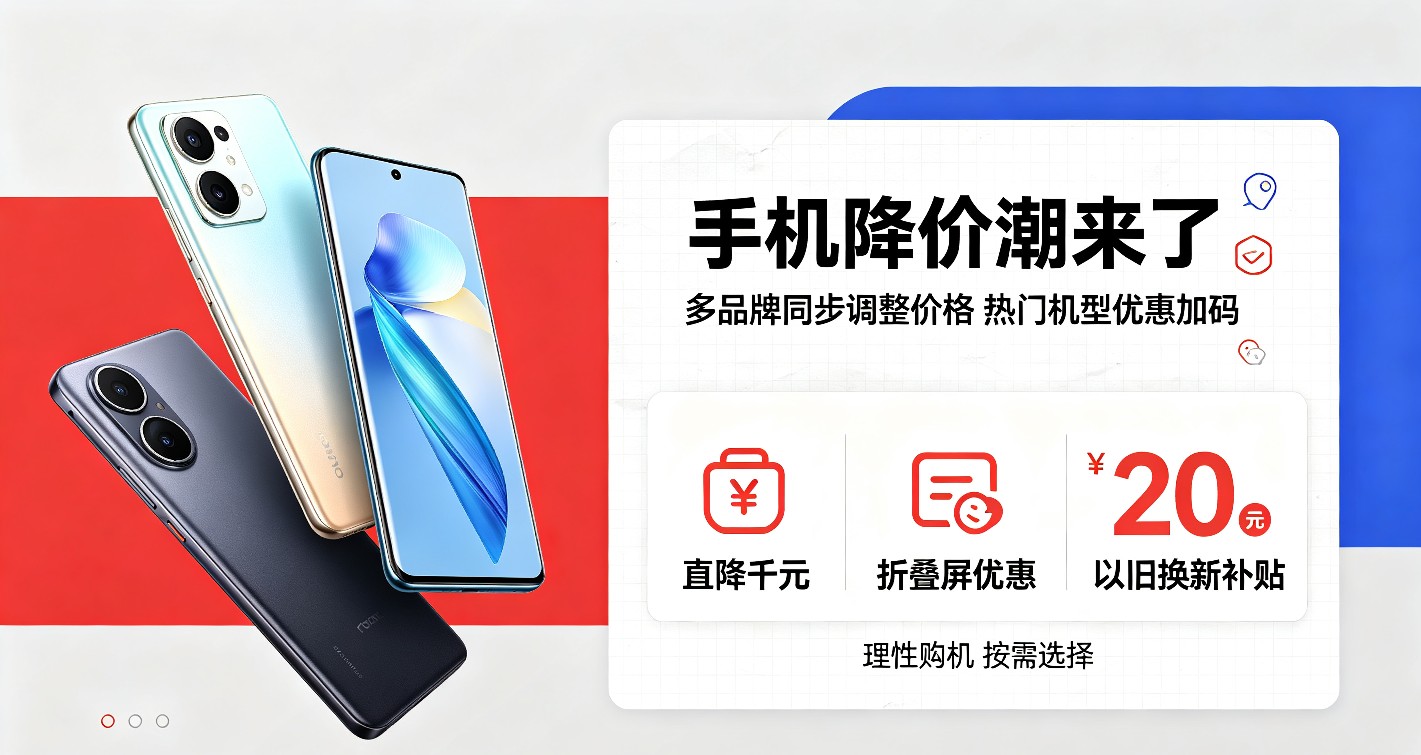 多家手机品牌集体官宣降价！旗舰机大幅跳水，普通人该不该入手？
 
近期数码圈迎来年度重磅行情，华为、苹果、小米、荣耀、OPPO、vivo等主流手机品牌开启集体降价模式。多款高端旗舰、热门中端机型价格大幅跳水，部分折叠屏手机直降千元以上，创下年内最低价。持续已久的手机价格坚挺局面彻底打破，让无数观望已