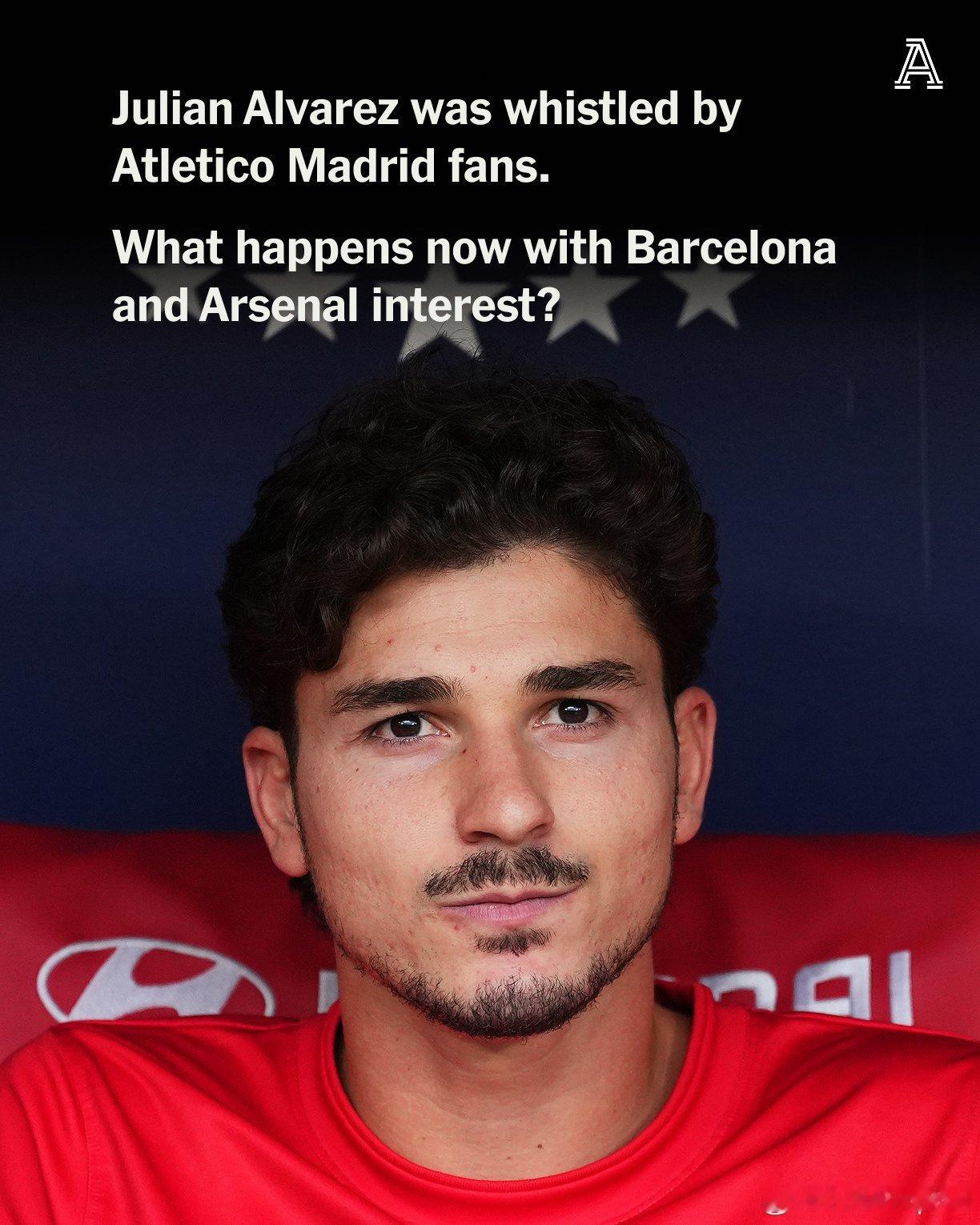 The Athletic：
一位接近马德里竞技领导层的人士告诉《The Athletic》，他们认为朱利安·阿尔瓦雷斯今夏离开的唯一途径是如果阿森纳提出1.5亿欧元的报价。

这一报价尚未到来，该人士认为英超冠军不太可能为这位前锋拿出那样的资金。

尽管阿森纳已经关注阿尔瓦雷斯一段时间，但他们并不确定这位球员有 ​