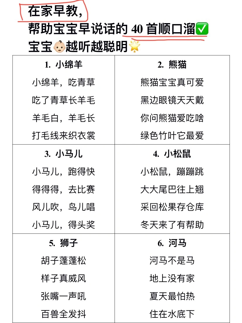 在家早教👶🏻宝宝越听越聪明的40首顺口溜‼️