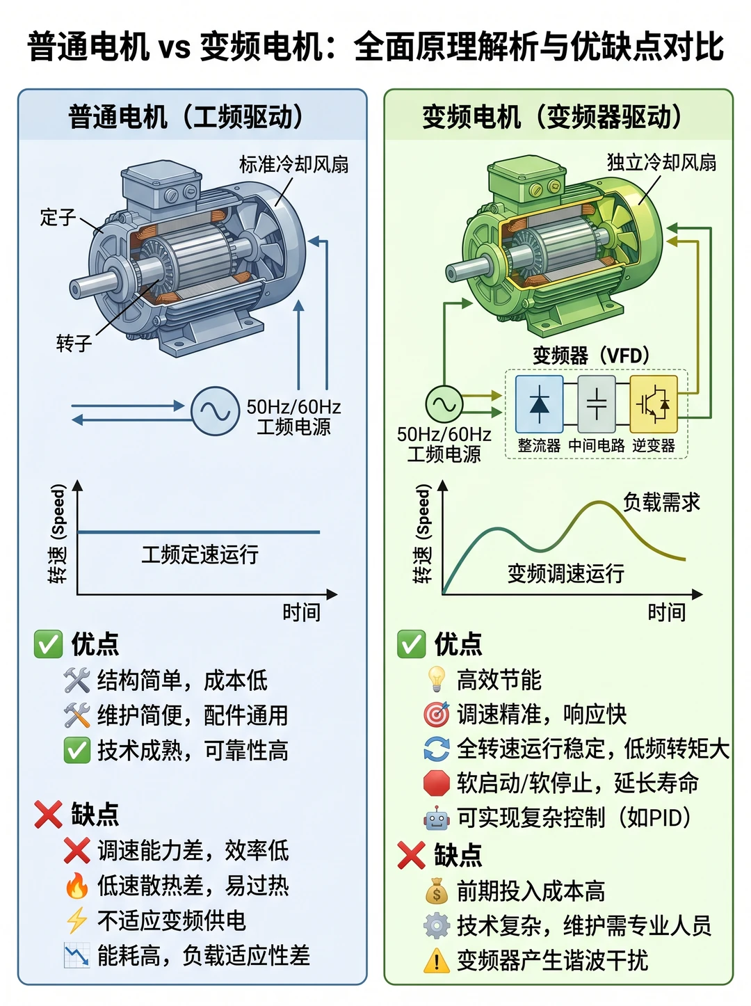 普通电机vs变频电机｜选错多花冤枉钱💸