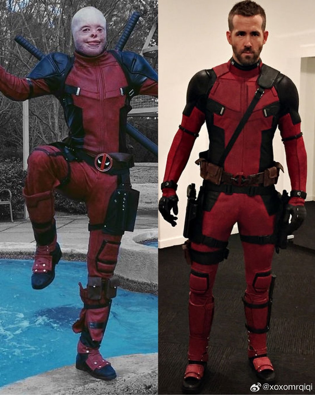 Ryan Reynolds 对一位烧伤幸存者的死侍角色扮演留下暖心回复：

“我的天，Jadiant，这张图承包了我一整年的感动。我甚至没法形容这条帖子对我的意义。顺带一提，我也能劈一字马……但一年只能来一次，而且还得在医院大厅里才行。” ​