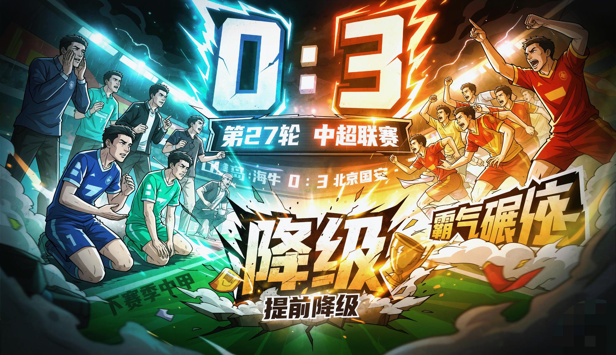 很遗憾 青岛海牛提前降级到中甲联赛