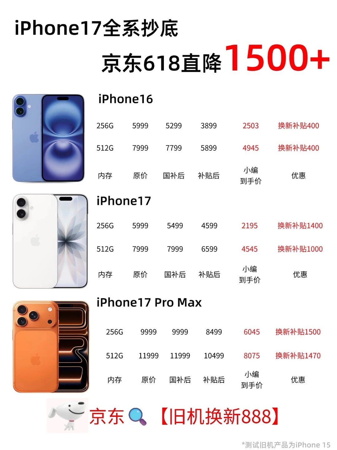 京东618活动来了❗️iPhone17系列立省1500+