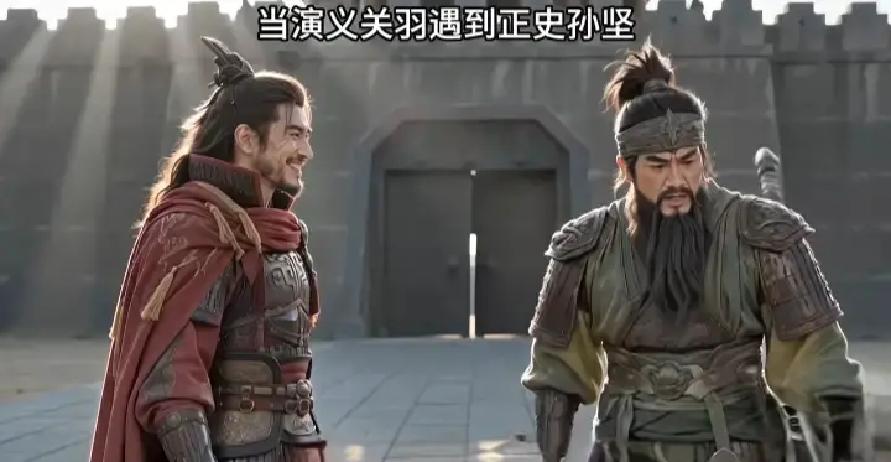 孙坚问关羽：我就纳闷了，你凭啥就成“武圣”了？
关羽捋捋胡须：温酒斩华雄你听说过没？
孙坚大怒：我太听说过了，但正史里斩华雄的是我孙坚，不是你关羽！
关羽瞥了一眼：那三英战吕布你总该知道吧？
孙坚暴怒：这个我也太清楚了，正史里是我在阳人之战中大破董卓，吕布也是我的手下败将！
关羽：哼，某先告退，赤兔