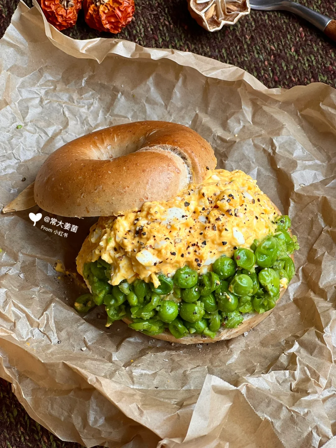 绝子！蜂蜜豌豆碎& 低卡蛋黄酱🍯贝果三明治