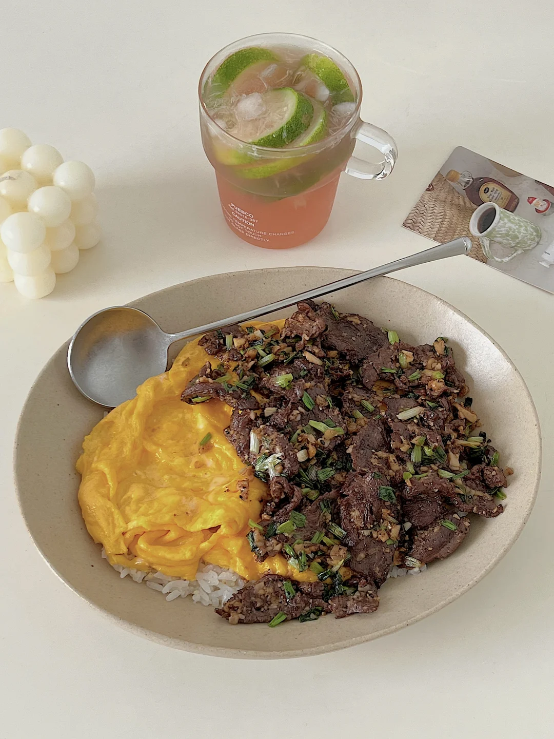 宅家一人食🍴|盐葱牛肉滑蛋盖饭🍱简单美味