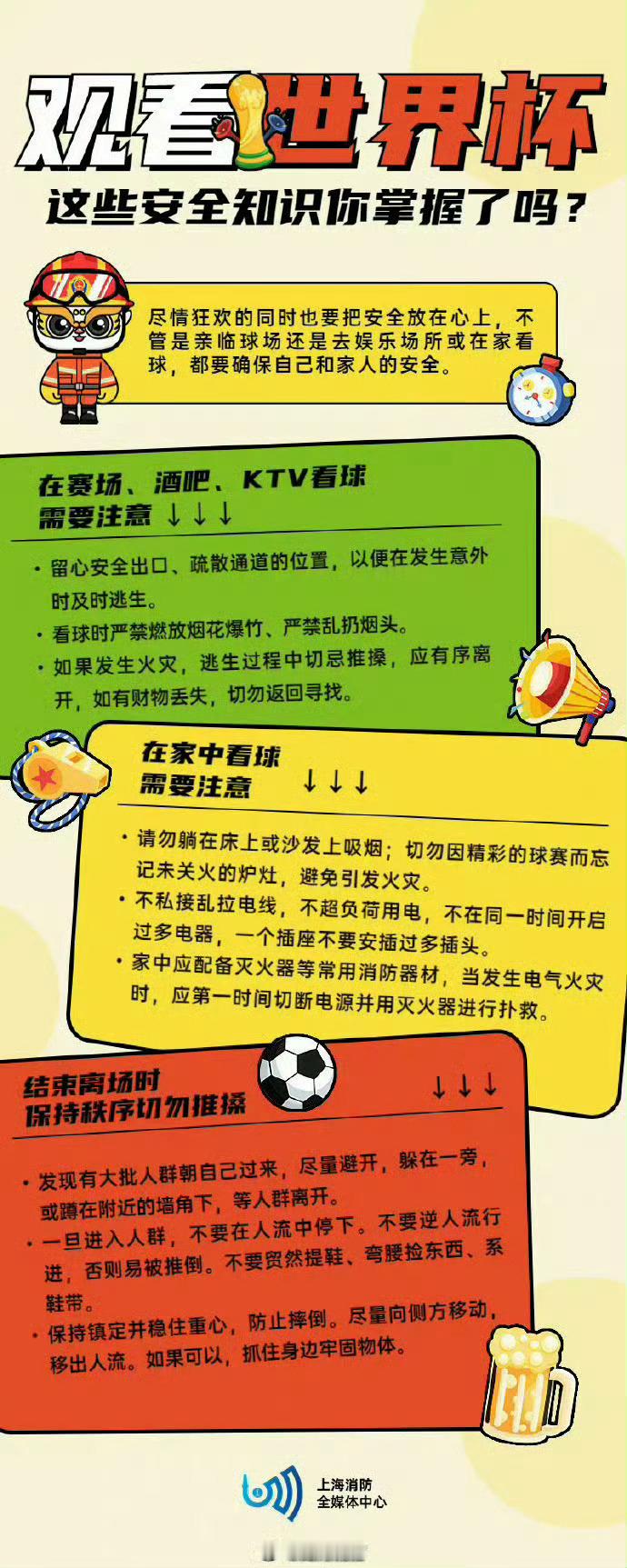 关注世界杯转播权的同时，更要牢记和世界杯相关的消防安全知识。若在公共场...