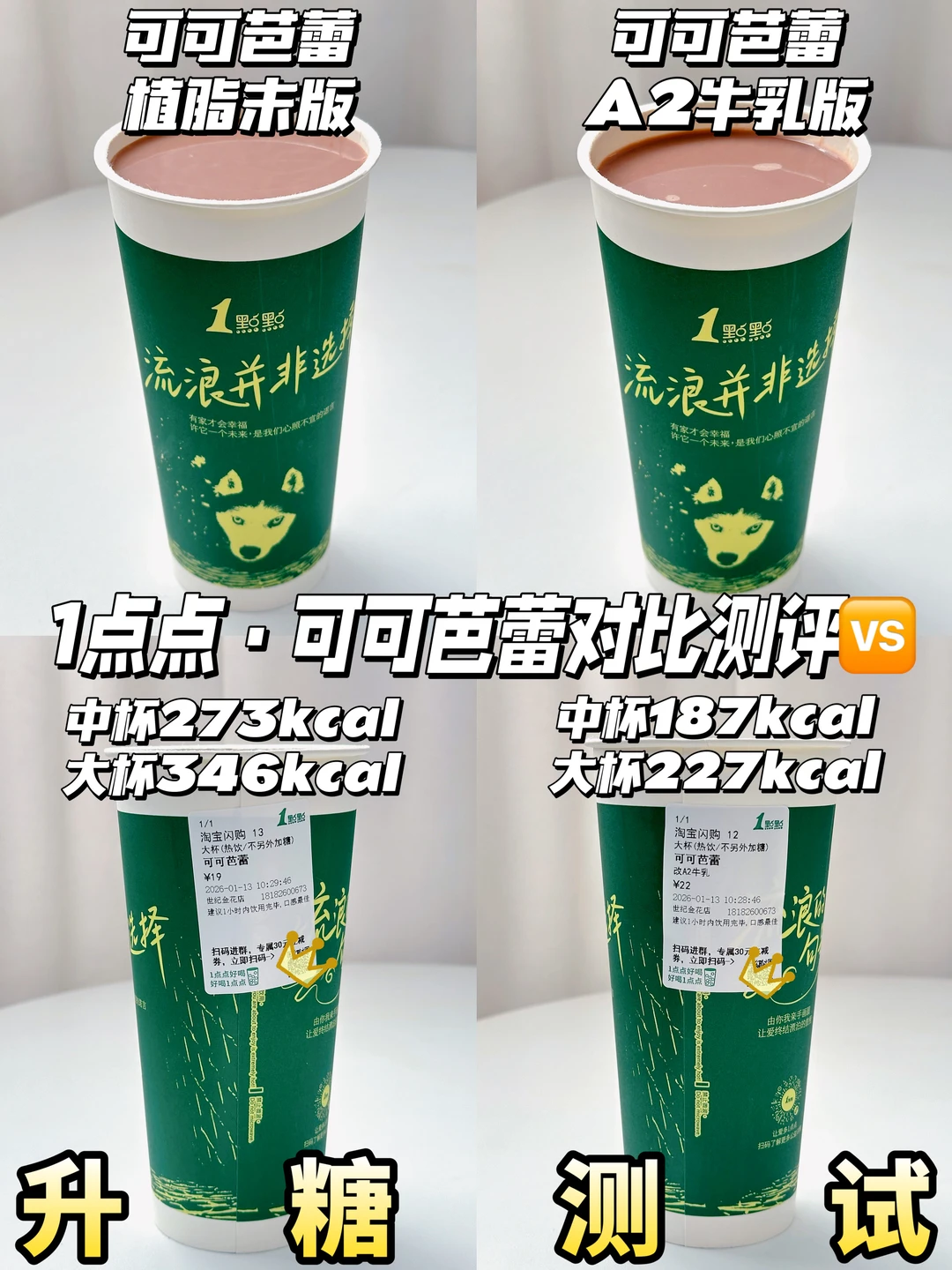 可可芭蕾植脂末版&A2牛乳版升糖对比🆚测评