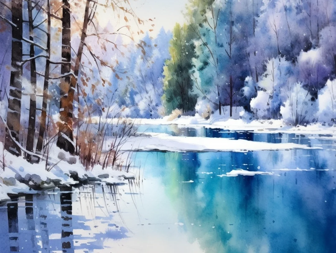 AI水彩：九寨沟