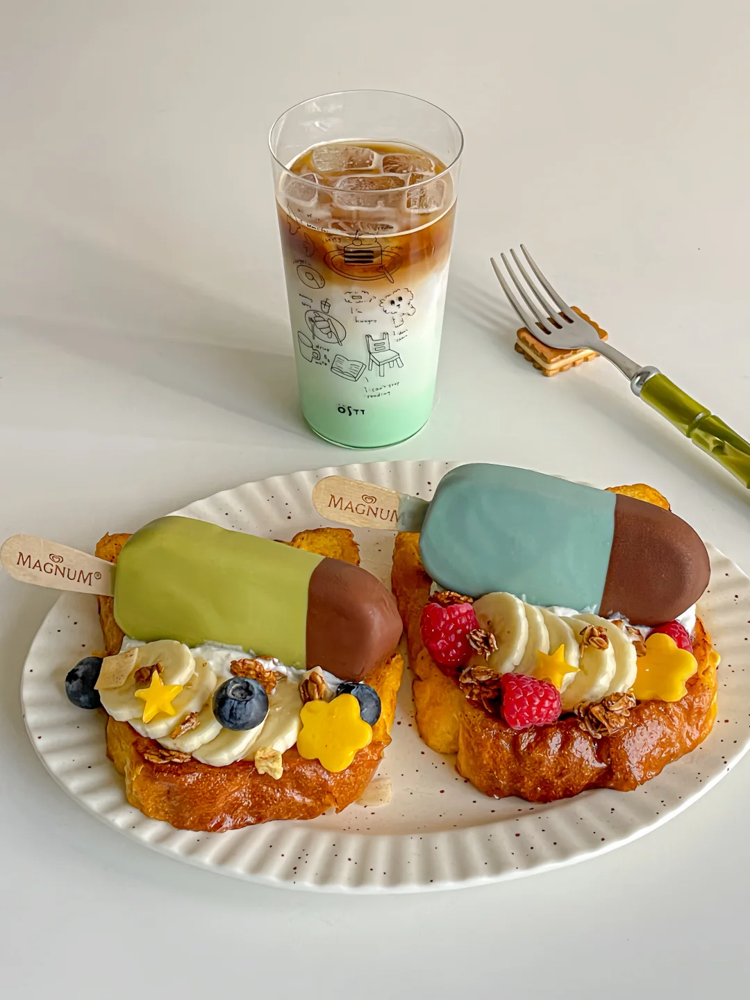 漂亮brunch✨冰淇淋法式吐司🍨薄荷拿铁☕️