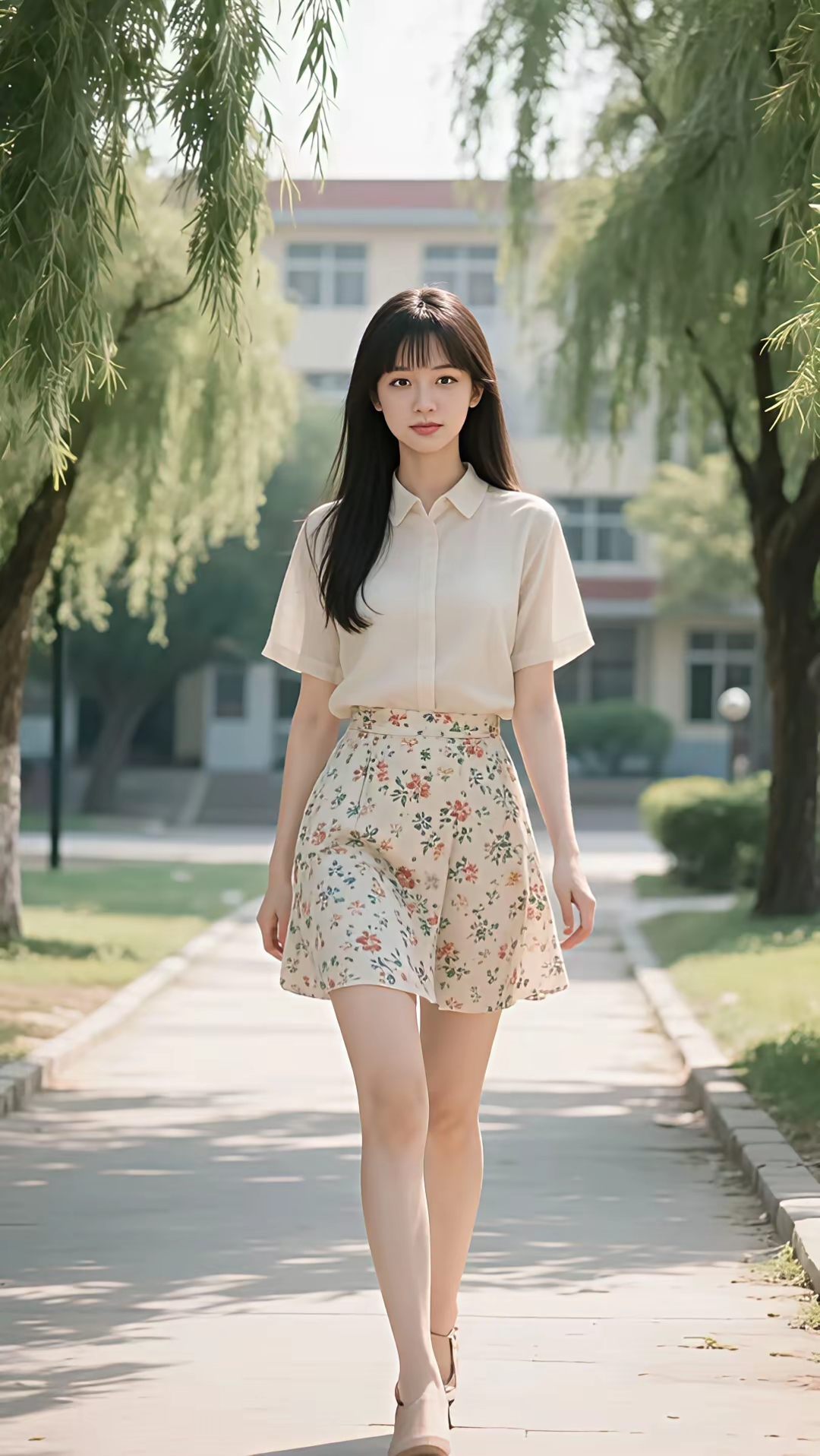 夏日清新穿搭，漫步校园小径，感受自然与时尚的完美融合。