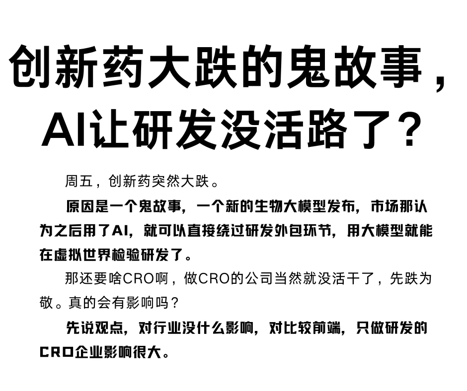 创新药大跌的鬼故事，AI让研发没活路了？