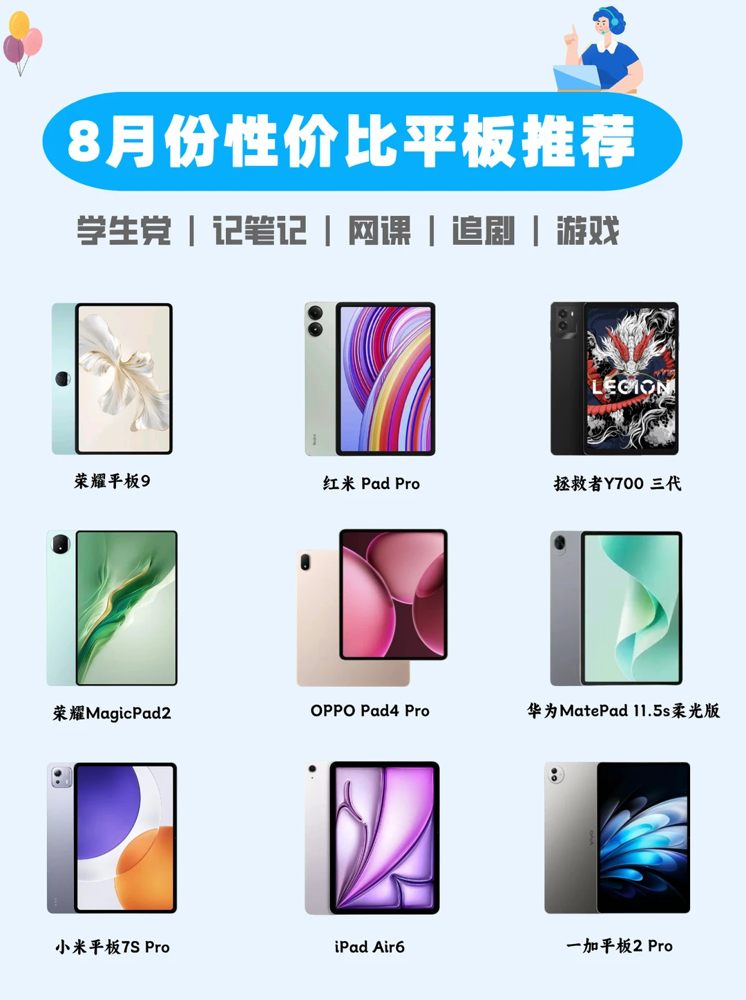 暑期平板怎么选！8月份性价比平板推荐