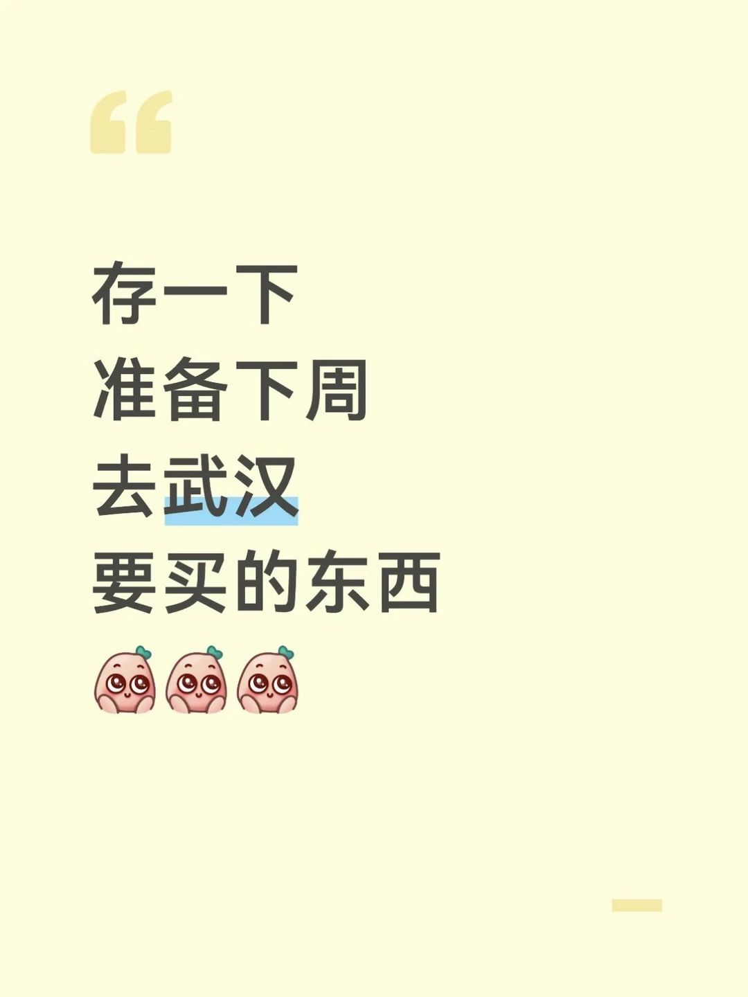 存一下下周去武汉要买的东西