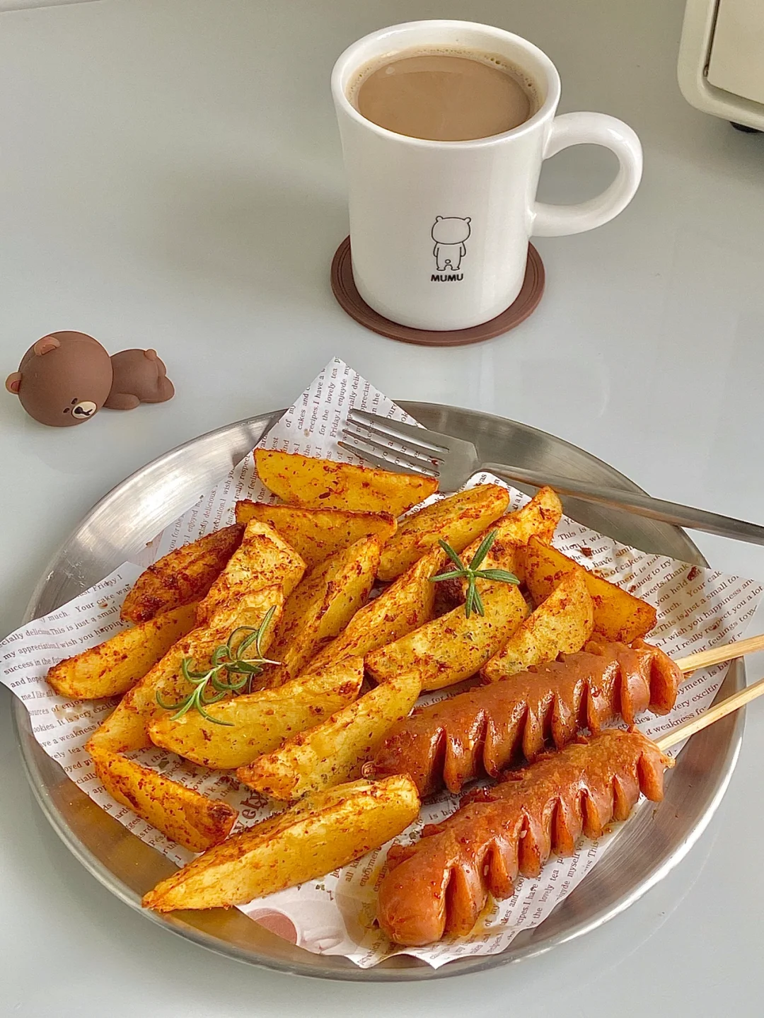 ☀️10.23休息日早餐｜空气炸锅版炸薯角香肠