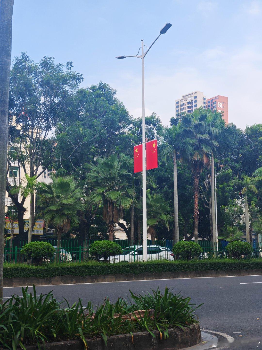 早上上班看到灯柱上挂起了红旗🚩此时又听到了防空警报。感慨身为中国人，拥有和平的生活环境真好啊，感谢祖国，感谢先辈，不忘历史！  ​