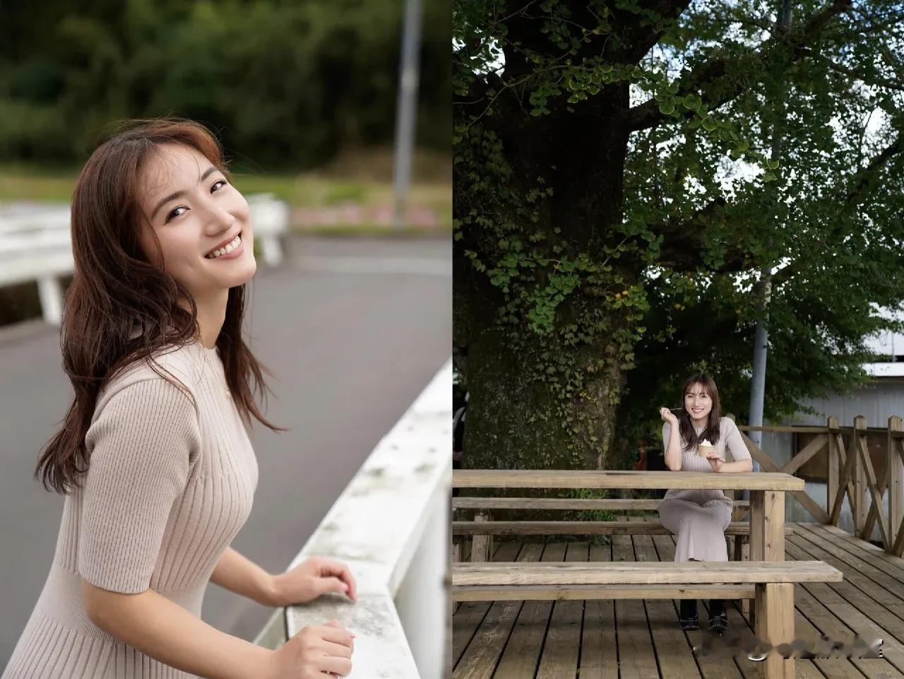 在绿意盎然中享受悠闲时光美少女清纯甜美写真