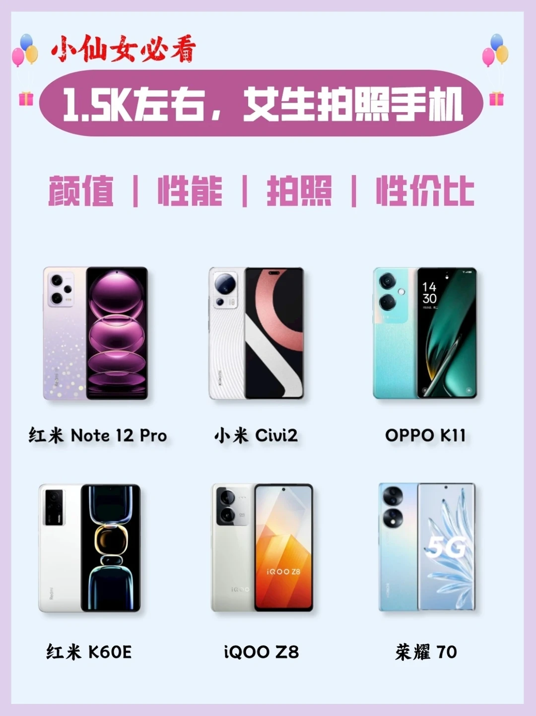 女生拍照手机推荐❗这么选准没错