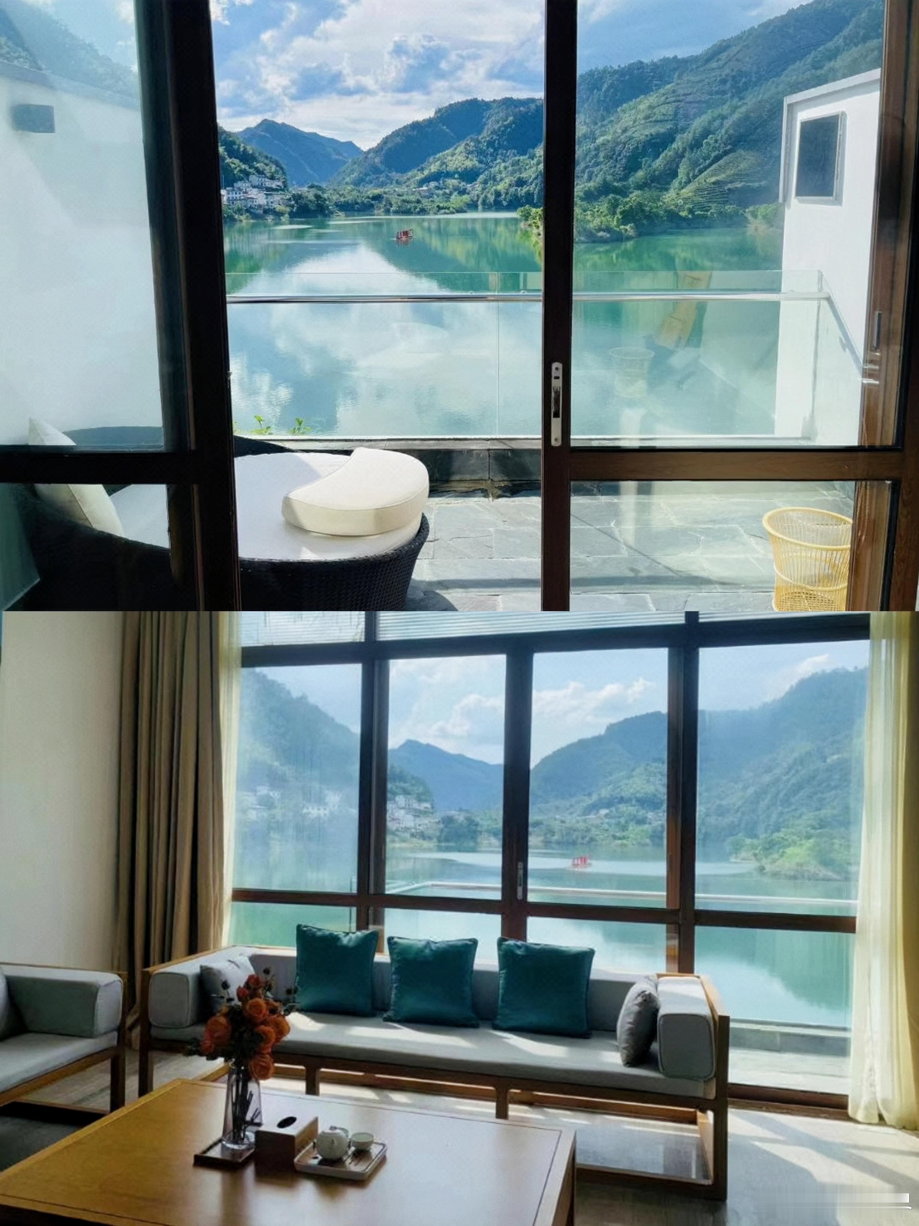 来皖南赏秋，住进了青山绿水环抱之间 秋天的皖南好像打翻了调色板一样，层...