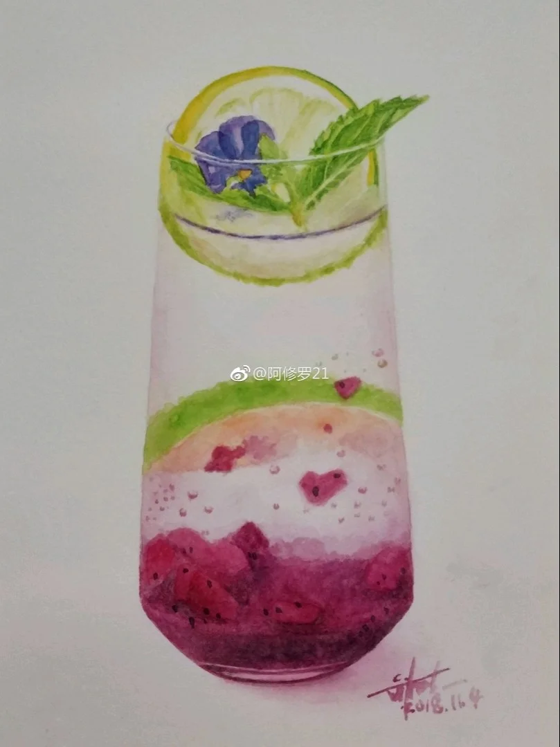 某甜品店的火龙果气泡水