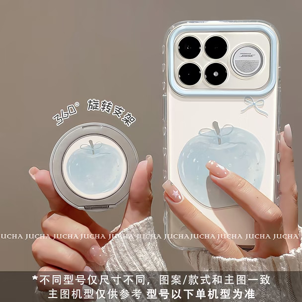红米k100pro新款防摔小清新蓝苹果手机壳