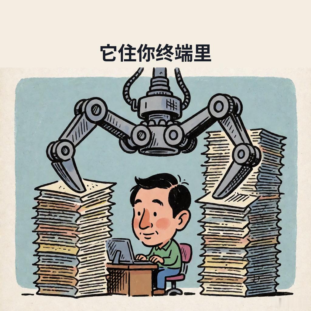 一个工具的名字叫 Claude Code，它的自我介绍第一句是：Claude Code is an agentic coding tool that lives in your terminal。

住在终端里是什么意思呢。就是你平时敲 git、敲 npm、敲那些黑底白字的命令的那个窗口，它也在那儿。你不开浏览器，不切到别的软件，就跟它说话。它认得你这个项目里的代 ​